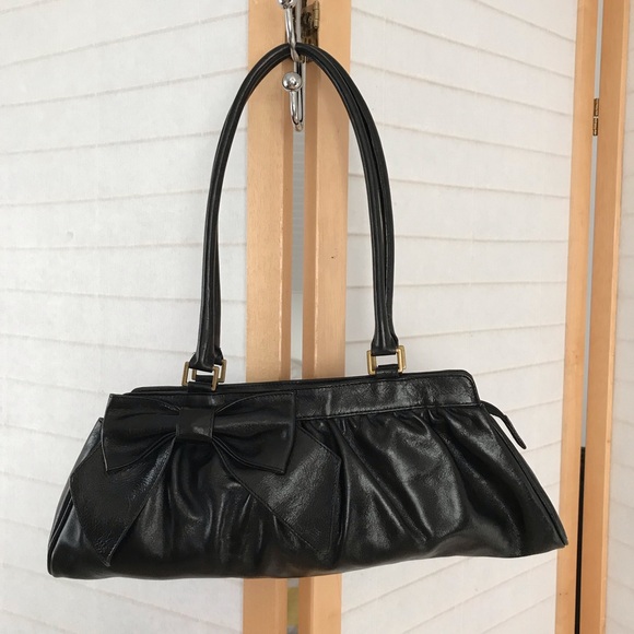 HOBO bow top handle bag smooth Black leather - Picture 8 of 8